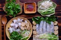 Homemade Vietnamese vegan rolled steamed rice pancake or banh cuon