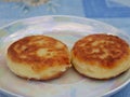Homemade village pancakes on a plate.
