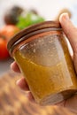 Homemade vinaigrette salad dressing Royalty Free Stock Photo