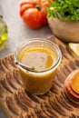 Homemade vinaigrette salad dressing Royalty Free Stock Photo