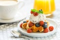 Homemade waffles with ice cream and fresh berries Royalty Free Stock Photo