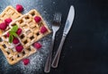 Homemade Waffles with Raspberries