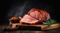 Homemade, warm, steaming Glazed Easter Spiral Cut Ham Royalty Free Stock Photo