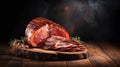 Homemade, warm, steaming Glazed Easter Spiral Cut Ham