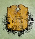 9-26-2023 Homemade welcome to historic sleepy hollow settled in 1640 sign. Made from wood, stained and letters burned in. Black