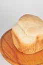 homemade wheat bread loaf isolated on a white. cooking candid concept. above view