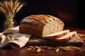 Homemade wheat Bread. Promotional commercial photo sliced bread.
