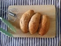 homemade whole grains bread on cutting board Royalty Free Stock Photo