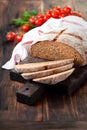 Homemade whole wheat bread with sundried tomatoes and herbs