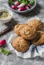 Homemade whole wheat rolls and fresh vegetables Royalty Free Stock Photo