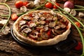 Homemade wild mushroom tart . Royalty Free Stock Photo