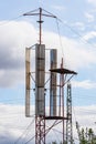 A homemade wind power station for local use.  Homemade wind turbine Royalty Free Stock Photo