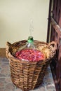 Homemade wine fermenting in jar