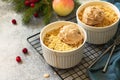 Homemade winter dessert. An apple crumbles with cranberries Royalty Free Stock Photo