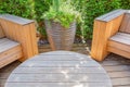 Homemade wooden furniture for the garden and backyard Royalty Free Stock Photo