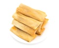 Homemade Wrapped Tamales on a Plate