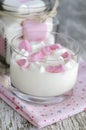 Homemade yogurt with marshmallow slices in a glass Royalty Free Stock Photo