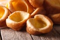 Homemade Yorkshire pudding macro on the table. horizontal Royalty Free Stock Photo