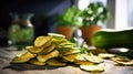 Homemade zucchini chips, a delightful crispy treat. Royalty Free Stock Photo