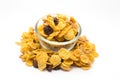 Homemaded Honey Caramel Cornflakes on white background