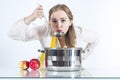 Homemaker with ladle Royalty Free Stock Photo