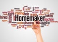 Homemaker word cloud and hand with marker concept