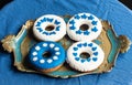 Decorated doughnuts with sugarpaste Royalty Free Stock Photo