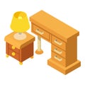 Homeoffice furniture icon isometric vector. Cabinet with reading lamp table icon