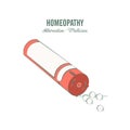 Homeopathic medicine line illustration on a white background. Homeopathic pills. Alternative medicine