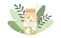 Homeopathic pills. Alternative medicine. Flat vector illustration