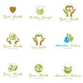 Homeopathy creative symbols collection. Alternative medicine con