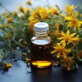 Homeopathy hero Hypericums yellow flowers, key in alternative medicine
