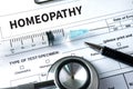 HOMEOPATHY - A homeopathy concept with homeopathic medicine Ho
