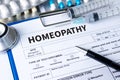 HOMEOPATHY - A homeopathy concept with homeopathic medicine Ho
