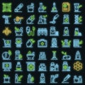 Homeopathy icons set vector neon