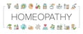 Homeopathy Medicine Collection Icons Set Vector .