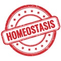 HOMEOSTASIS text on red grungy round rubber stamp