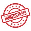 HOMEOSTASIS text written on red vintage round stamp