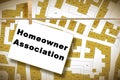 Homeowner Association concept with imaginary city map and text with copy space