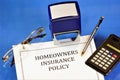 Homeowners insurance policy - a form of property insurance that covers losses and damage to property in the house from internal Royalty Free Stock Photo