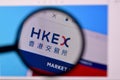 Homepage of hkex website on the display of PC, url - hkex.com.hk