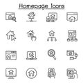 Homepage icon set in thin line style Royalty Free Stock Photo