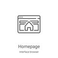 homepage icon vector from interface browser collection. Thin line homepage outline icon vector illustration. Linear symbol for use Royalty Free Stock Photo