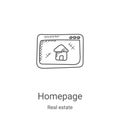 homepage icon vector from real estate collection. Thin line homepage outline icon vector illustration. Linear symbol for use on Royalty Free Stock Photo