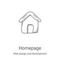 homepage icon vector from web design and development collection. Thin line homepage outline icon vector illustration. Linear Royalty Free Stock Photo