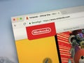 Homepage of Nintendo