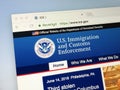 Homepage of the U.S. Immigration and Customs Enforcement - ICE Royalty Free Stock Photo