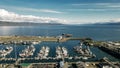 Homer Spit from above in Homer, Alaska. Aerial view