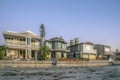 Homes at Del Mar Southern California overlooking beach and sea at sunset Royalty Free Stock Photo