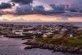 Homes in a little town on the rocky Atlantic Ocean Coast. Royalty Free Stock Photo